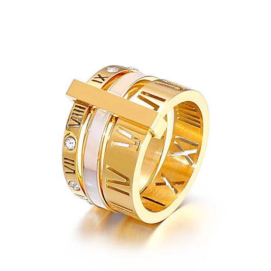 Gold Three Layer Wedding Band