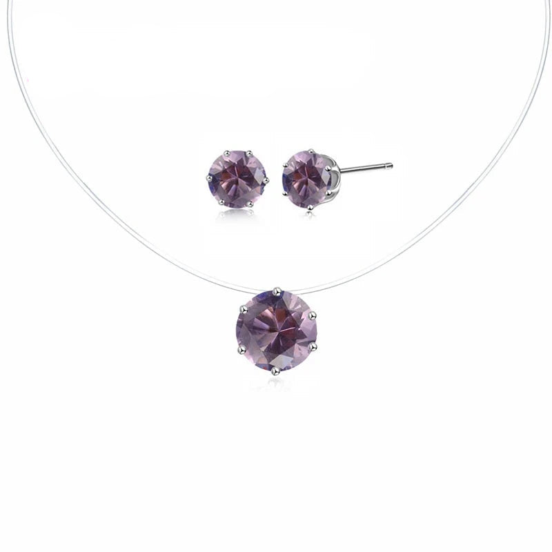 Violet Earrings and Necklace