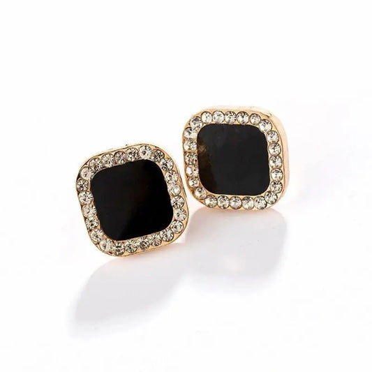 Square Earrings Black Color