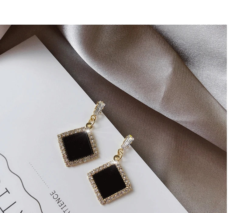 Square Black Hoop Earrings