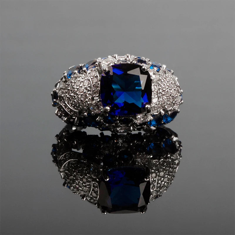 Elegant Blue 925 Sterling Silver Ring