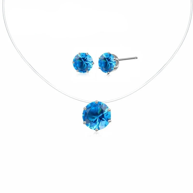 Light Blue Earrings and Necklace