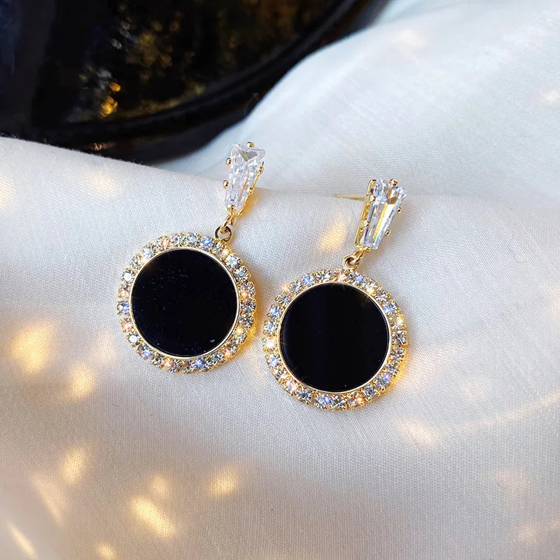 Round Black Hoop Earrings