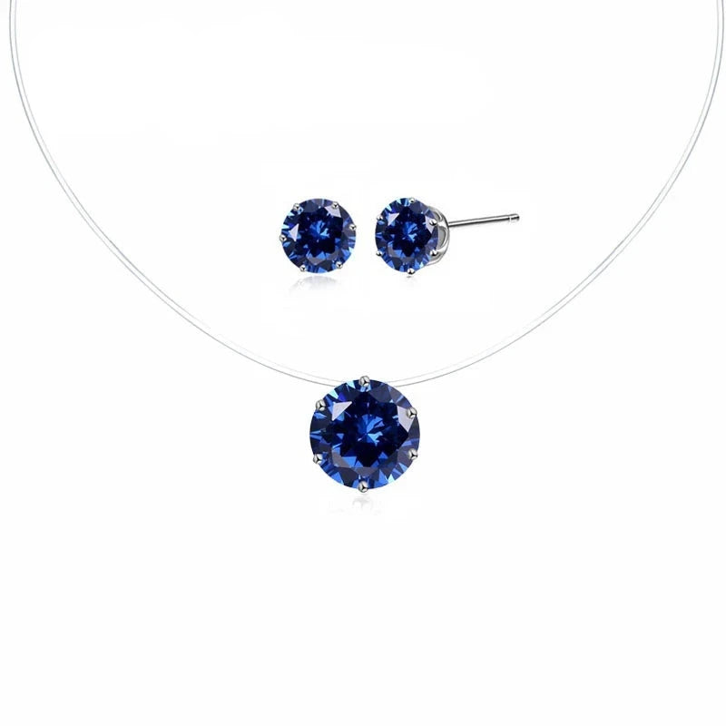 Dark Blue Necklace and Earrings