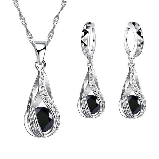 Black 925 Sterling Silver Bridal Jewelry