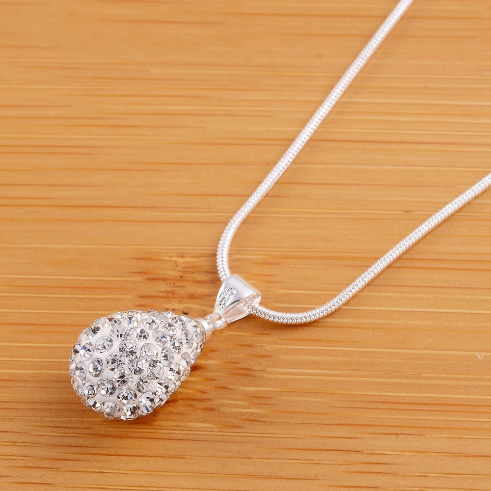 Sterling Silver Water Drop Pendant Necklace