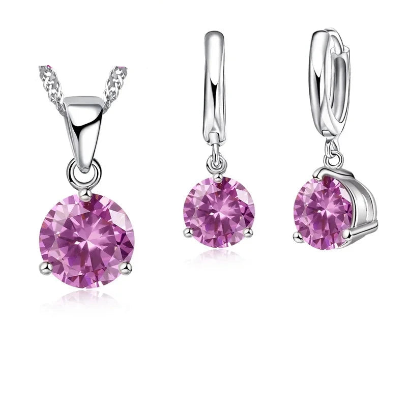 Pink Sterling Silver Jewelry Set