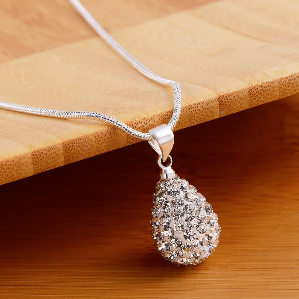 Sterling Silver Water Drop Pendant Necklace