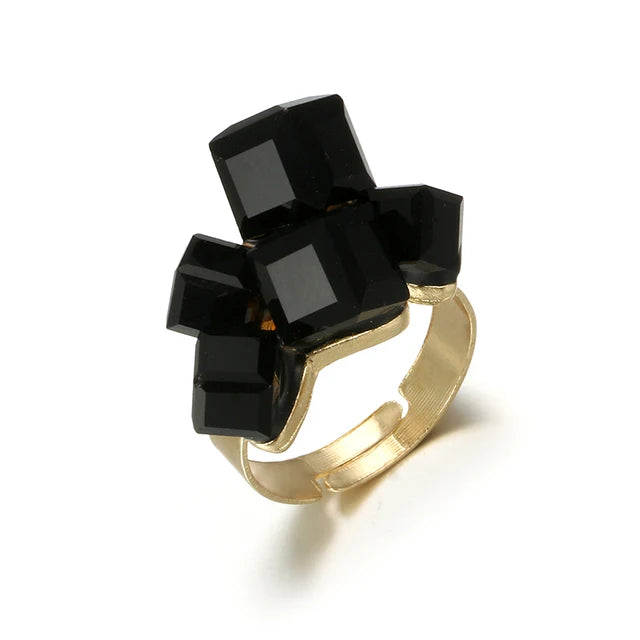 Black Block Adjustable Ring