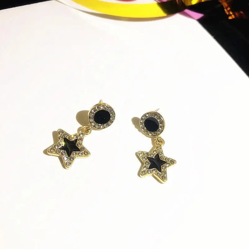 Stars Black Hoop Earrings