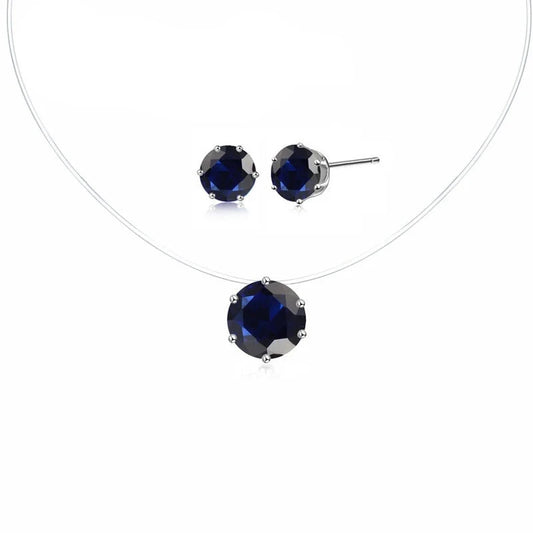 Blue Black Earrings and Necklace