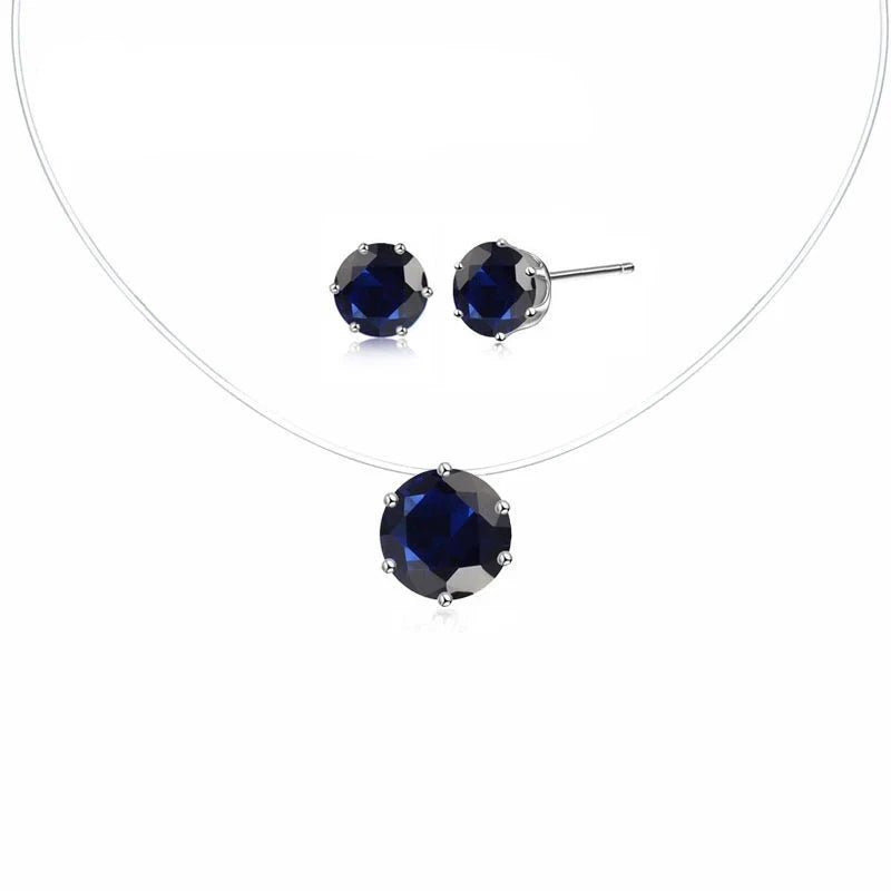 Blue Black Earrings and Necklace