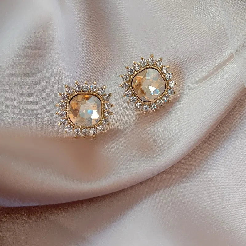 White Diamond Stud Earrings