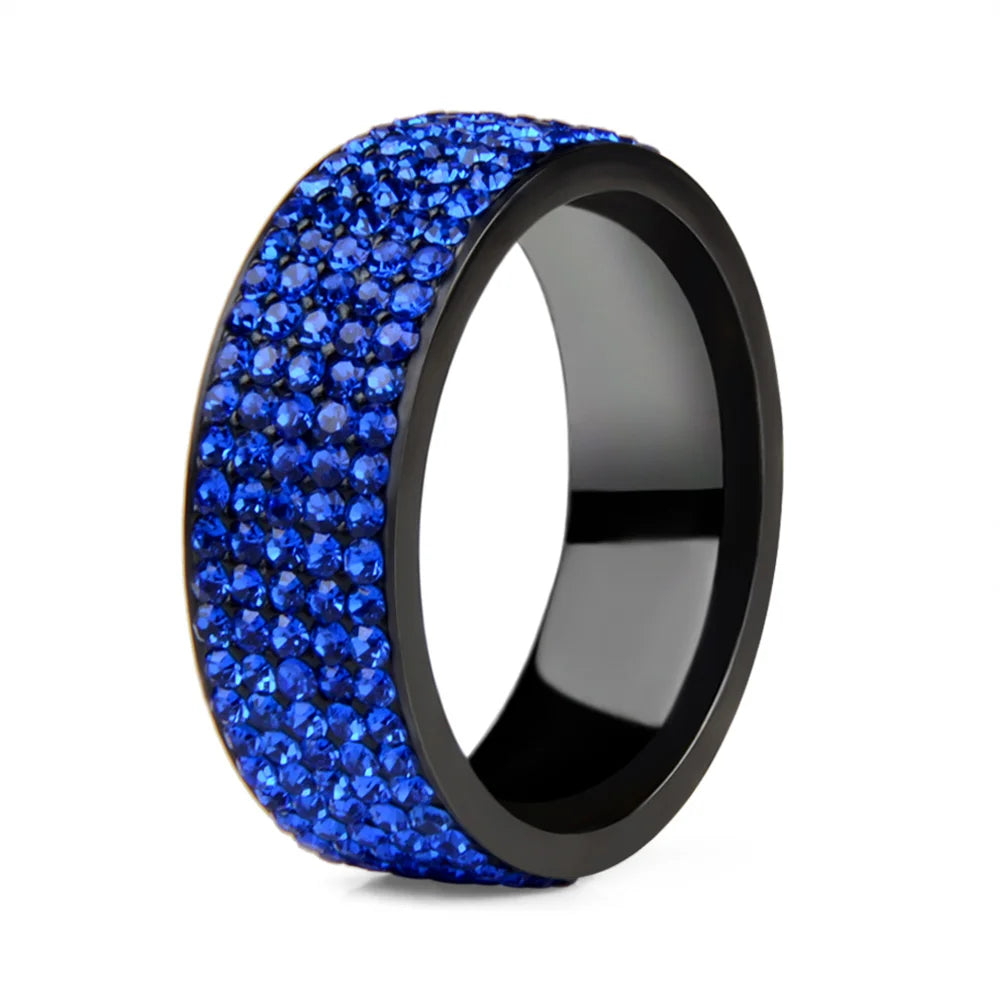 Blue Stainless Steel Black Ring