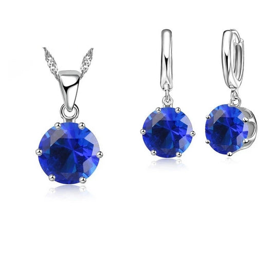 Azure Blue Silver Jewelry Sets