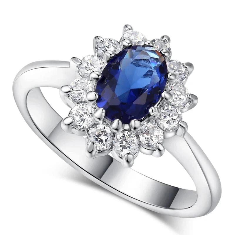 Blue Gem 18K White Gold Plated