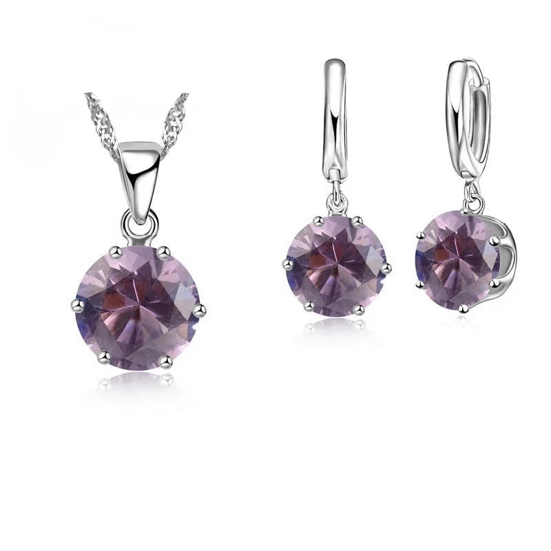 Dark Purple Jewelry Gift 925 Sterling Silver