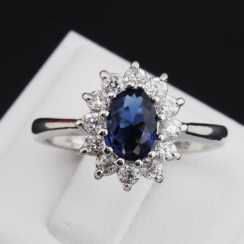 Blue Gem 18K White Gold Plated