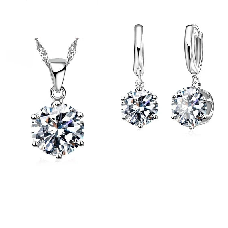 White Jewelry Sets Cubic Zircon 925 Sterling Silver