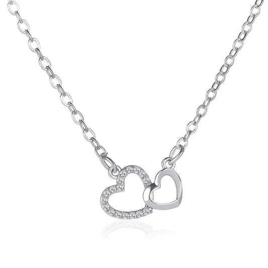 Silver Double Heart Necklace