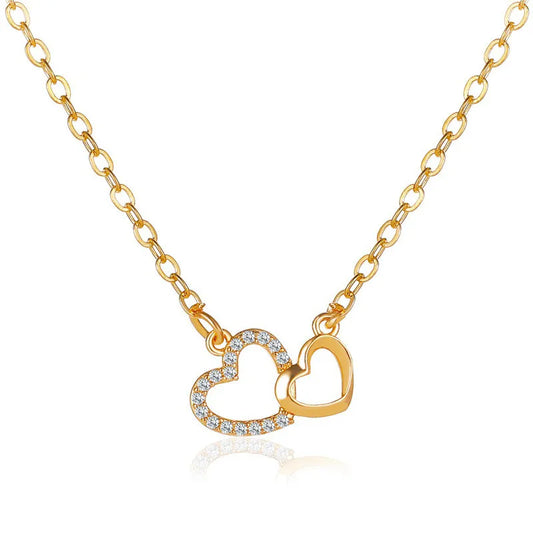 Gold Double Heart Necklace