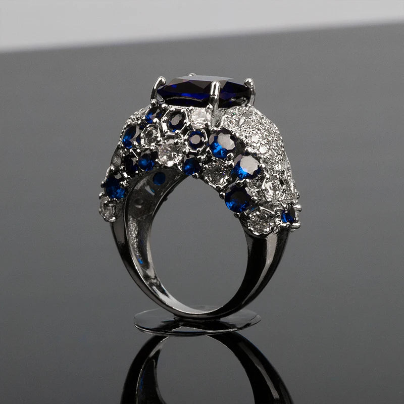 Elegant Blue 925 Sterling Silver Ring