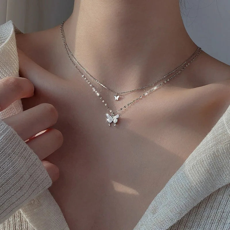 Silver Double Heart Necklace