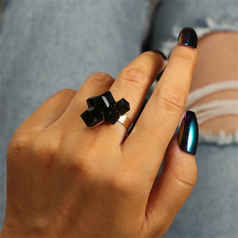 Black Block Adjustable Ring