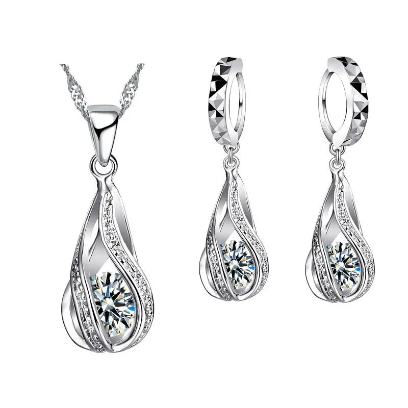 925 Sterling Silver Crystal Jewelry Sets