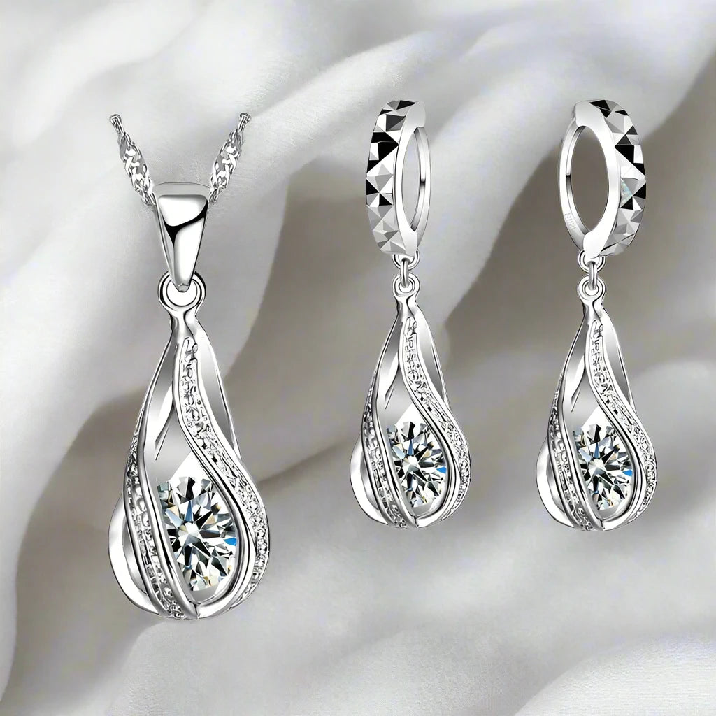 925 Sterling Silver Crystal Jewelry Sets