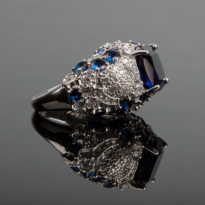 Elegant Blue 925 Sterling Silver Ring