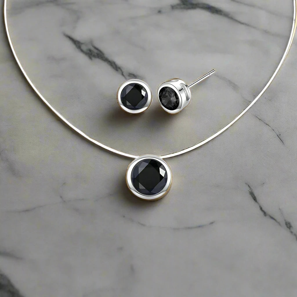 Black Earrings and Necklace Sets