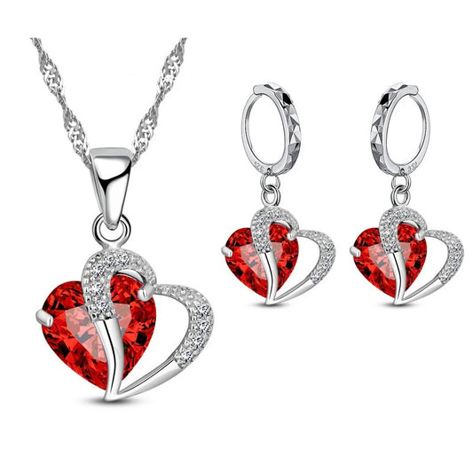 Red Double Heart Jewelry Sets