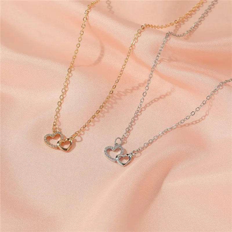 Gold Double Heart Necklace