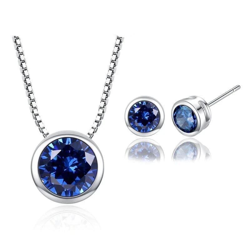 Dark Blue Earrings and Necklace