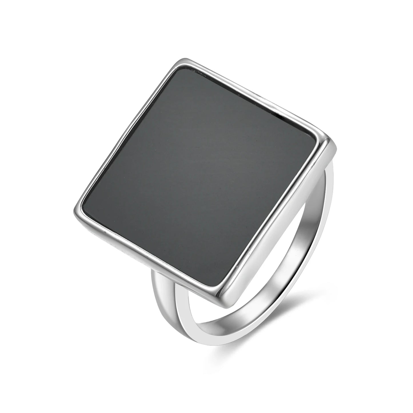 Black Square 925 Sterling Silver Ring