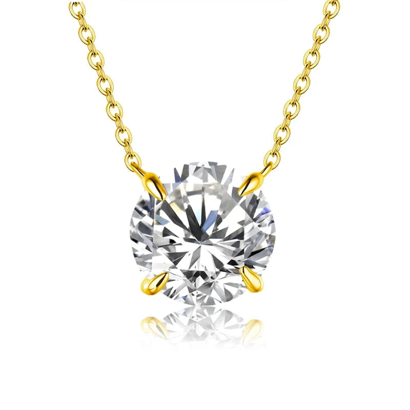 White Diamond 1CT Yellow Gold Necklace