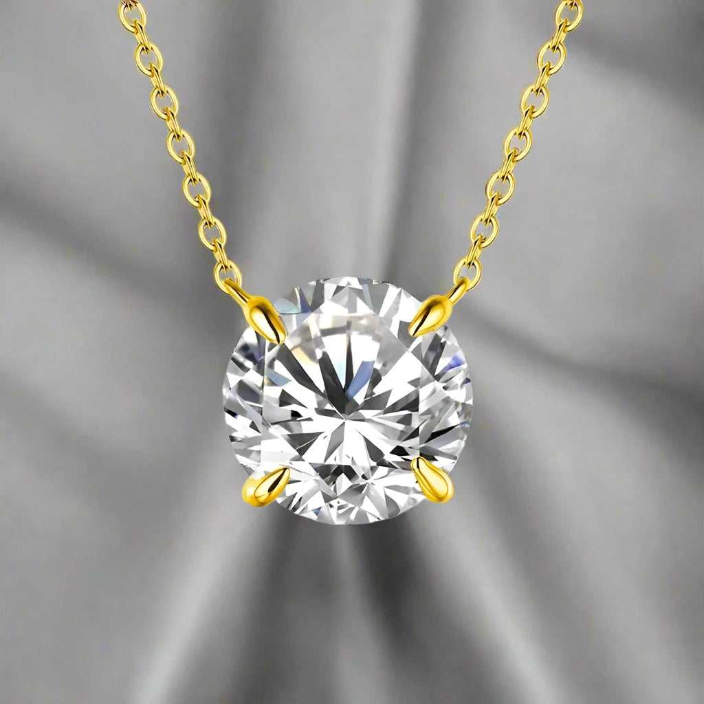 White Diamond 1CT Yellow Gold Necklace