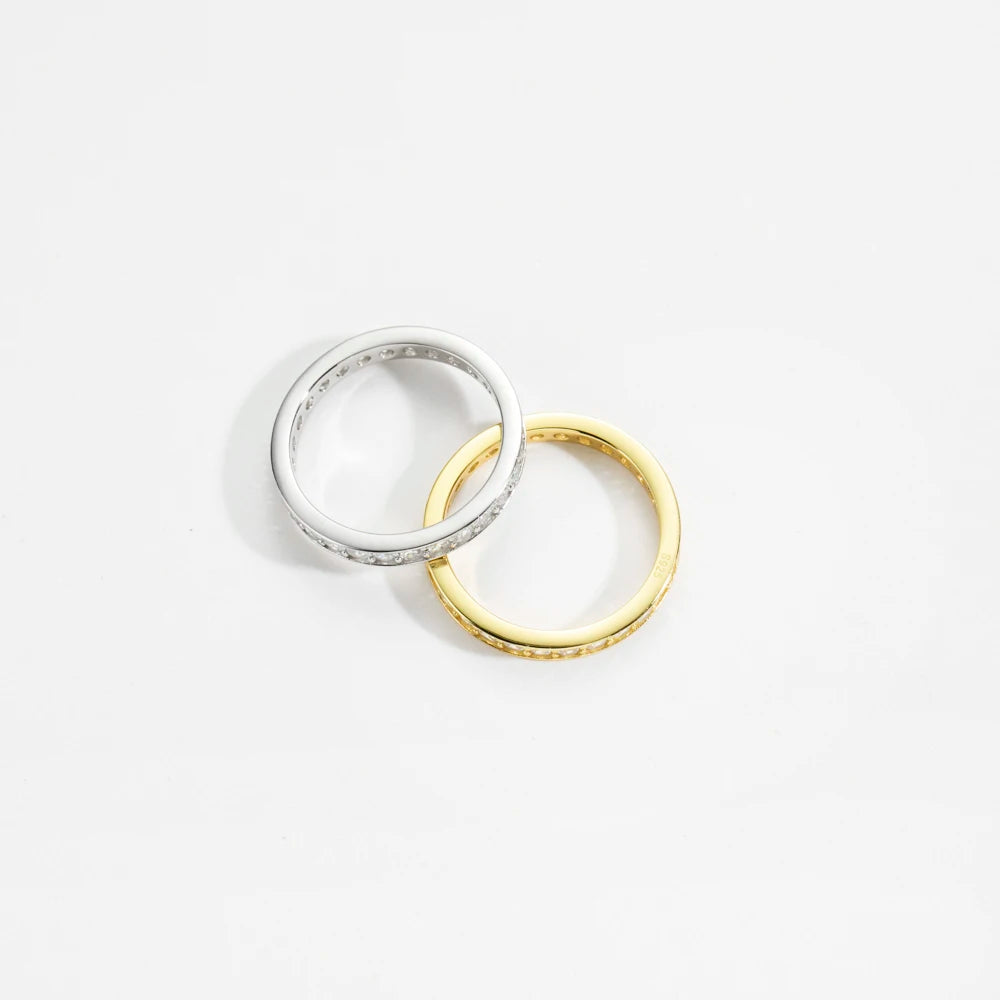 Simple Gold 925 Sterling Silver Wedding Ring