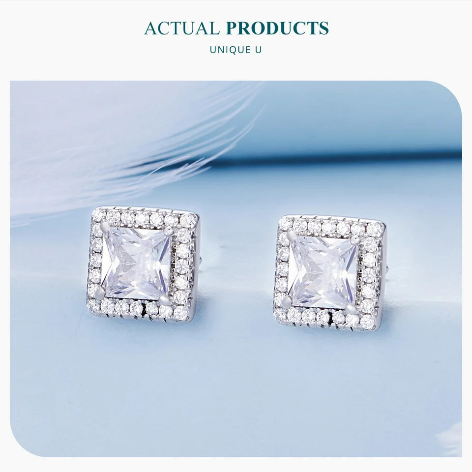 Square Stud Earrings 925 Sterling Silver