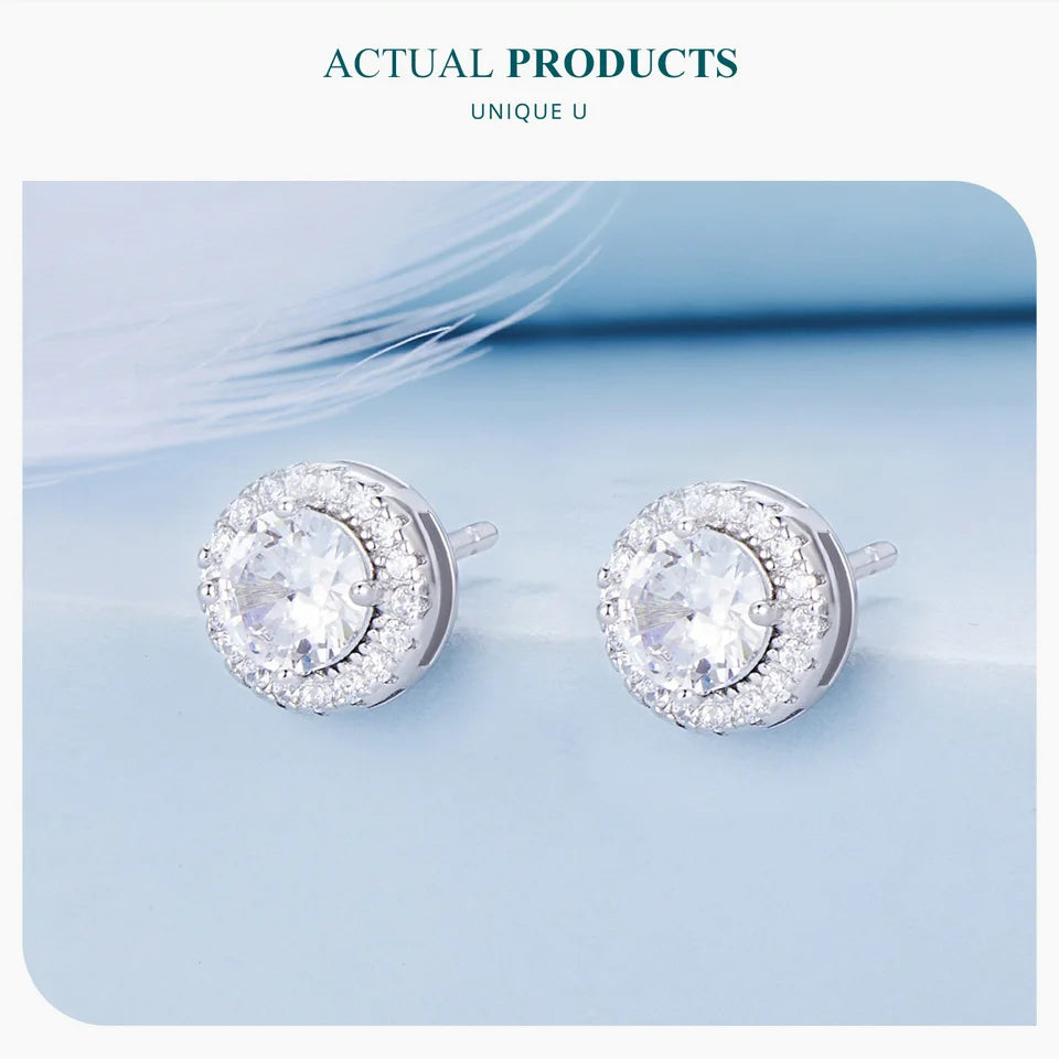 Round Stud Earrings 925 Sterling Silver