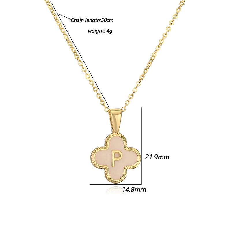 P Initials Flower Charm Necklace