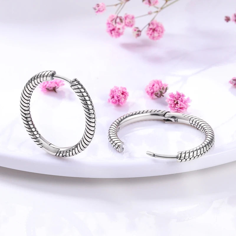 Braid Ring 925 Silver Women Earrings