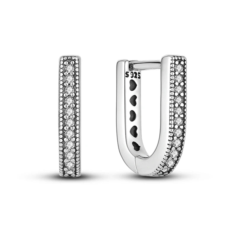 U Shape 925 Silver Women Earrings