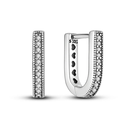 U Shape 925 Silver Women Earrings