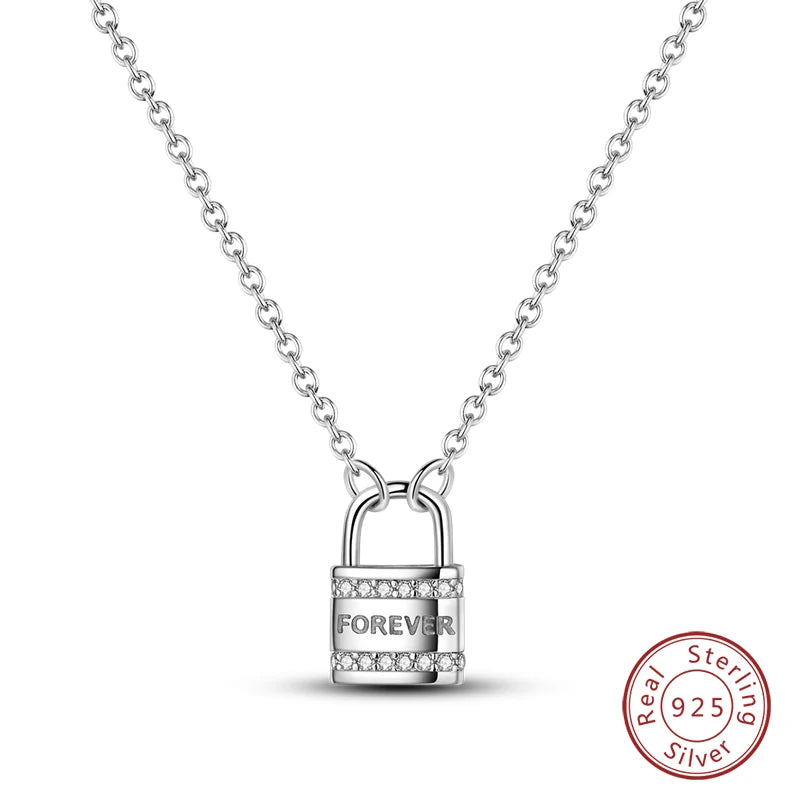 Lock Pendant 925 Sterling Silver Necklace