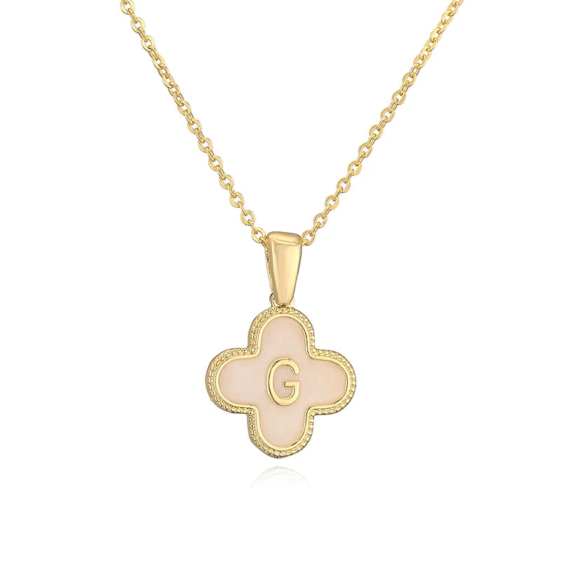 G Initials Flower Charm Necklace