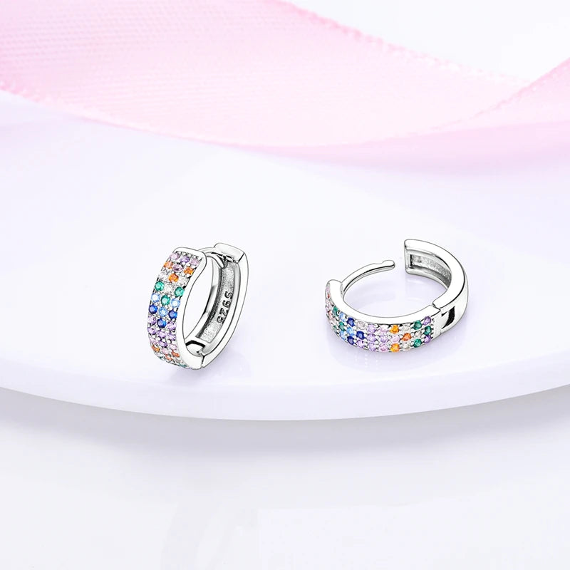 Colorful Diamond Silver Earrings