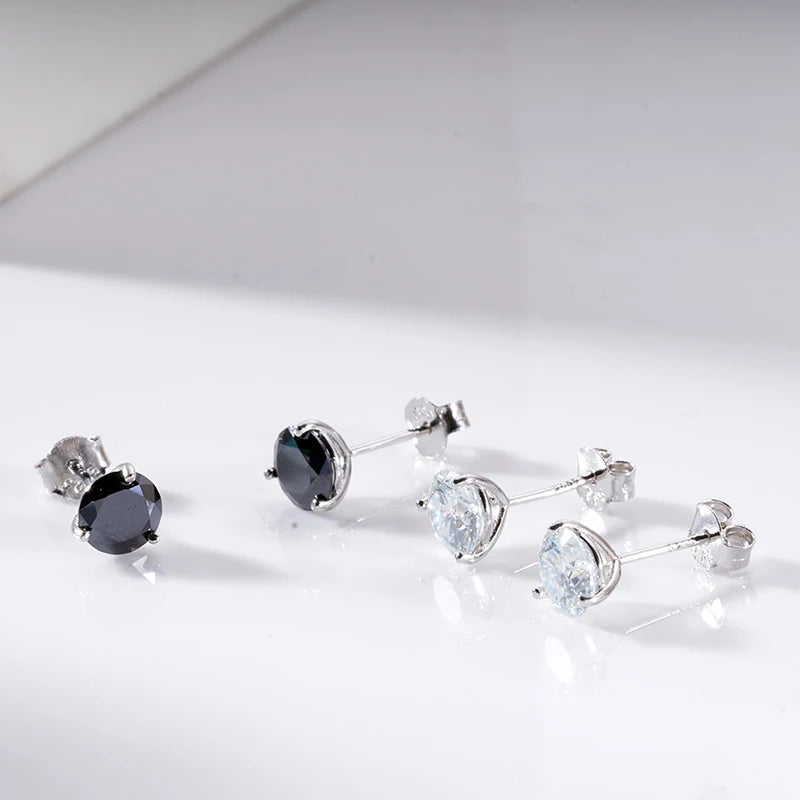 BlackDiamond Sterling Silver 1CT/2CT Stud Earrings