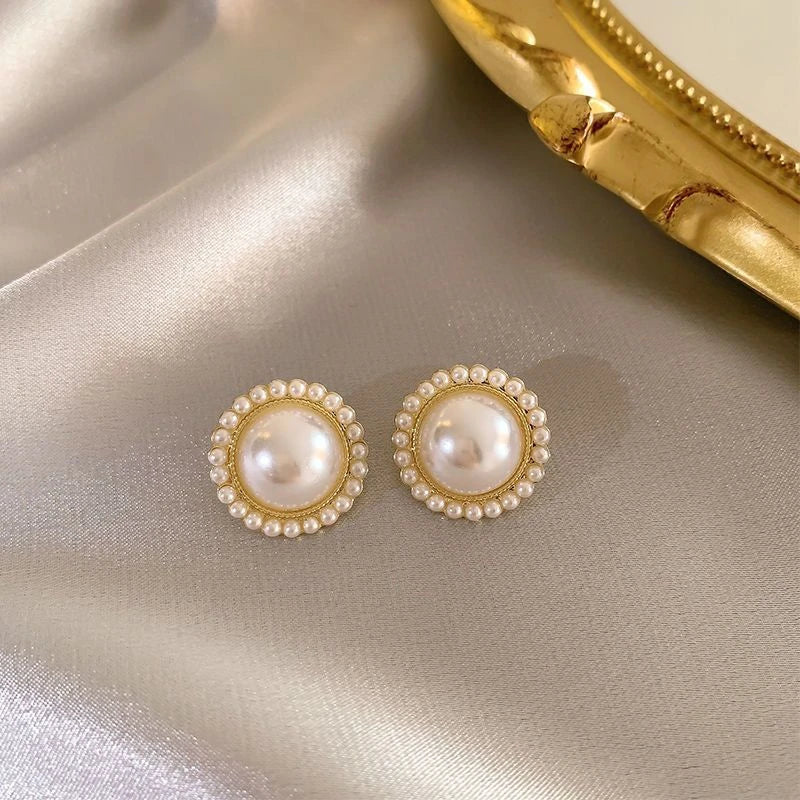 Pearl Vintage Hoop Earrings